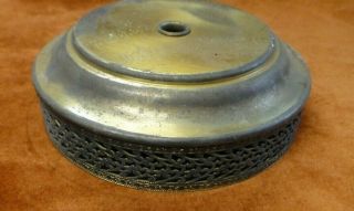 Vintage Round Brass Lamp Base With Pierced Edge Band 3 - 1/2 " Seating Diameter