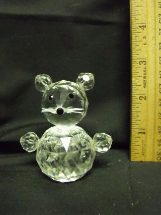 Vintage Faceted Glass Crystal Mouse Figurine Black Eyes And Nose