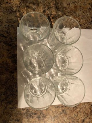Set Of 6 Vintage Arcoroc Clear Glass Paneled Juice Drinking Glasses 3.  5 