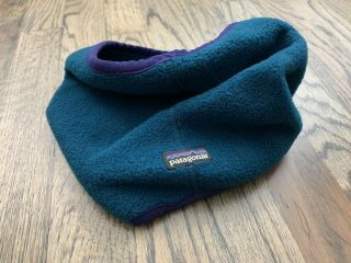 Vintage Patagonia Neck Warmer Teal Green Adult Fleece Gaiter Usa Made One Size