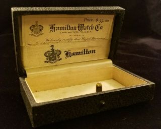 Vintage Hamilton Watch Company Presentation Box With Handwritten Certificate