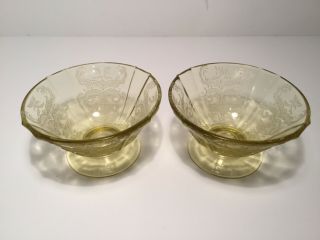Vintage Yellow Federal Depression Glass Madrid Amber,  Cone Shaped Footed Sherbet