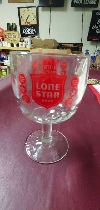 Vintage Texas Lone Star Beer Stemmed Beer Glass Thumbprint Evc