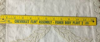 Vintage Chevrolet Flint Assembly / Fisher Body Plant 2 Folding Yardstick / Ruler