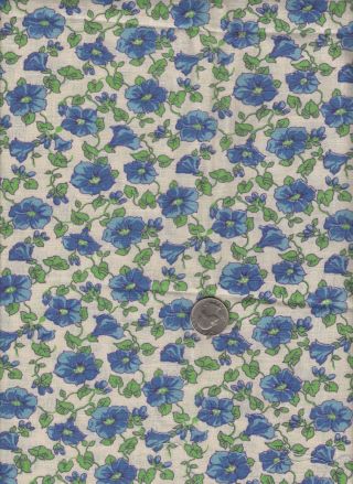 Vintage Feedsack Beige Blue Green Floral Feed Sack Quilt Sewing Fabric 24 X 37