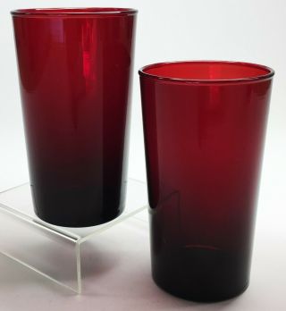 Vintage Anchor Hocking Royal Ruby Red Glass Tumblers Glasses 4 3/4 " Tall