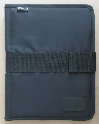 Vintage Mead Five Star Black Nylon Fabric Velcro Spiral Notebook Cover School,