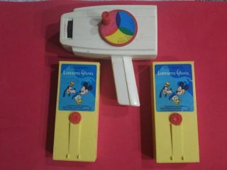 Vintage Fisher Price Movie Viewer W/ 2 Movies Mickey Mouse Lonesome Ghost Goofy
