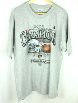 Vintage 2002 Afc Champions Oakland Raiders Gray T - Shirt Size Xl