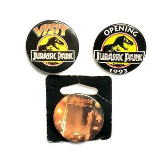 Vintage 1993 Jurassic Park Movie Promo Button 8 Visit Opening Spielberg Pin Set