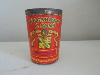 Vintage W.  E.  Garrett & Sons Sweet Snuff Glass Jar W/original Tin Lid Advertising
