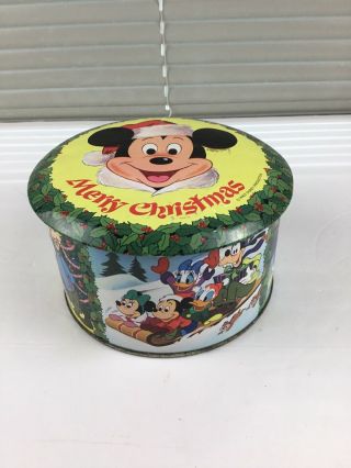 Vintage Walt Disney Candy Tin Can Minnie Mickey Mouse Goofy Donald England 1985