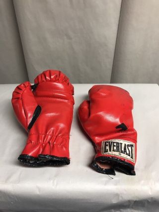 Vintage Everlast 9 Ounce Youth Red Leather Boxing Sparring Training Fight Gloves