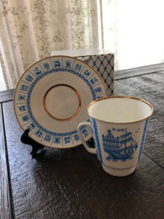 Vintage Ussr Lomonosov Bone China Tea Coffee Cup Saucer Set.
