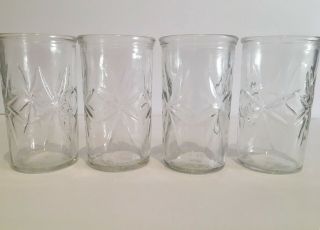 Vintage Mid Century Modern Atomic Star Burst Jelly Jar Juice Glasses Set Of 4