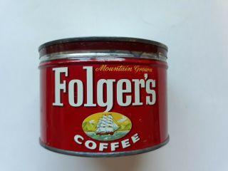 Vintage Tin Coffee Can Folger 
