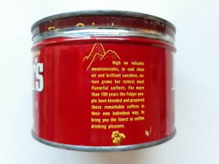 Vintage Tin Coffee Can FOLGER ' S MOUNTAIN GROWN COFFEE 1lb w/ non - matching lid 2