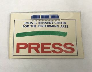 Vintage 1980s Kennedy Center For The Performing Arts Press Pass Green/saturday