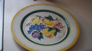 Vintage Stangl Terra Rose Fruit Plate Round Platter 14.  25 " Yellow Rim