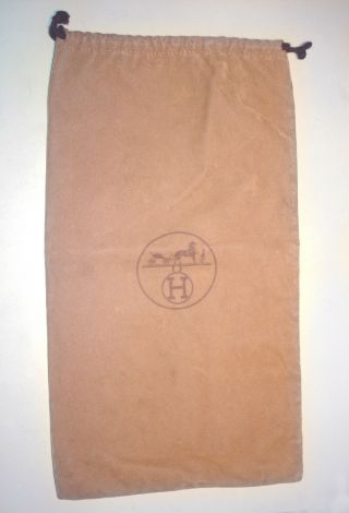 Vintage Mid Century Velvet Tan Hermes Paris Dust Bag 15 3/4 " X 8 5/8 " France