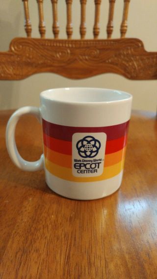 Vintage Epcot Center Walt Disney World Ceramic Coffee Cup Mug 1982 Striped