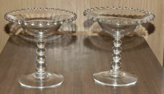 Pair Vintage Imperial Glass (ohio) Candlewick - Clear Tall 5.  5 " Stemmed Compotes