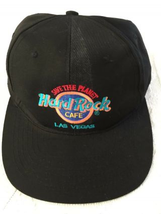 Hard Rock Cafe Las Vegas Vintage 1995 Black With Embroidered Graphic Ball Cap