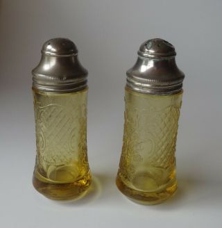 Vintage Amber Normandie Salt & Pepper Shakers Federal Glass