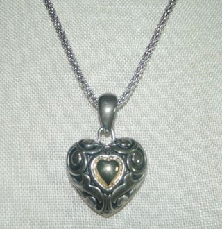 Vtg Avon Nr Signed Dual Tone Embossed Heart Necklace & Earring Set No Box