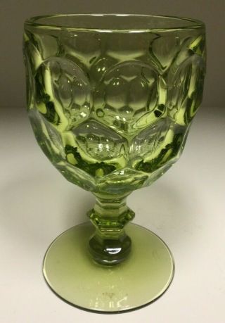 Vintage Imperial Glass Provincial Thumbprint Green Large Water Goblet (s)
