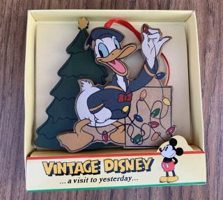 Vintage Kurt Adler Disney Donald Duck Wooden Christmas Holiday Ornament Vtg