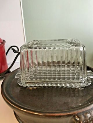 Vintage Pressed Glass Pound Butter Dish