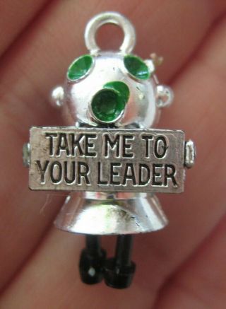 Vintage Plastic Take Me To Your Leader Alien Gumball Charm Prize Legs Move