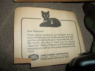 Vintage 1981 EVERREADY Black Cat Bank Eveready Battery Advertising Promo 5
