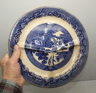 Vintage Blue Willow Divided Plate W.  R.  Midwinter Burslem Made In England Ceramic