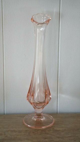 Vintage Pink Depression Glass Single Bud Vase 8 " Tall