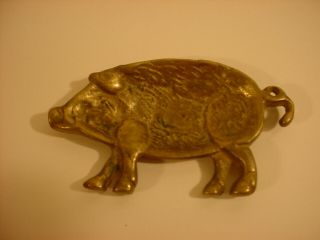 Vintage Pig Brass Coin Key Ring Jewelry Trinket Dish Tray