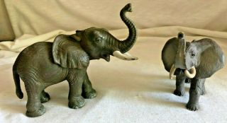 2 Vintage Toy African Elephants Schleich And Tree House Kids