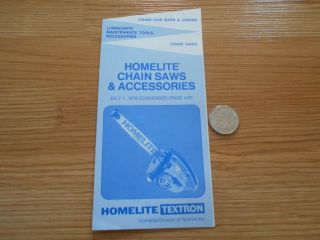 Vintage 1976 Homelite Brochure Chain Saw & Accessories Xl 2 350 450 925