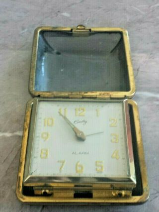 Vintage Bradley Travel Alarm Clock In Leather Case