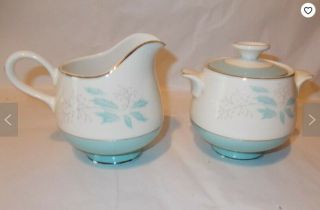 Homer Laughlin China Romance Vintage Creamer And Sugar Bowl With Lid Mid Century