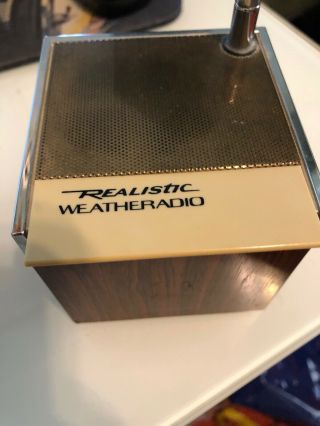 Vintage Realistic Cube Weather Radio Shack Noaa Simulated Wood Grain Finish