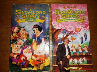 Htf 2 Vintage Disney Sing Along Songs Vhs Tapes Zip A Dee Doo Dah Heigh Ho
