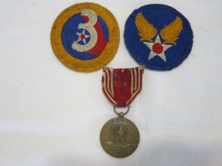 Vintage Ww2/wwii Us Army Air Corps Uniform Patches & Good Conduct Medal