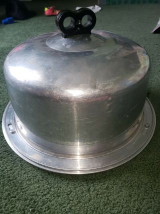 VINTAGE Retro Regal Ware Aluminum Cake Carrier Saver Cake Dome With Twist Lock 2