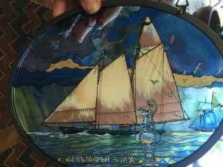 Vintage Ship themed window hanging faux stained glass 2