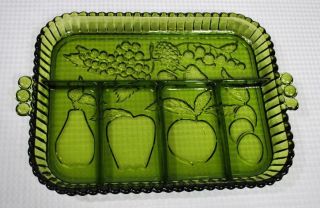 Vintage Indiana Glass 5 Part Divided Relish Serving Dish Tray Heavy Fruit U965