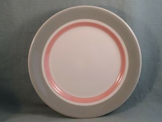 Vintage 1956 Shenango China Restaurant Ware 9 " Dinner Plate,  Grey & Pink Stripe