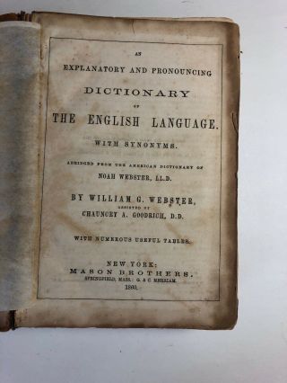 1860 DICTIONARY OF THE ENGLISH LANGUAGE Noah Webster 3