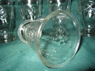 6 Clear Glass ' Ship Wheel ' Juice/Shot Glasses VG Vintage 4